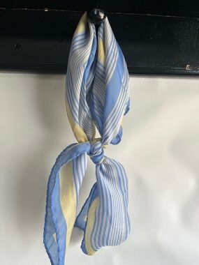 Blue and Yellow Geometric chiffon Scarf